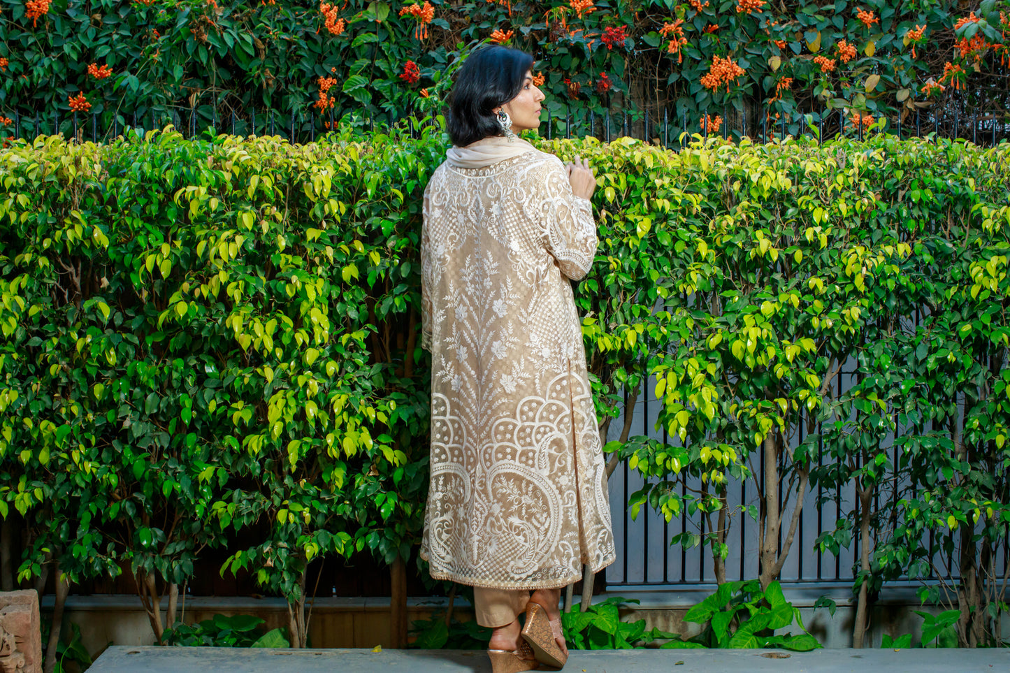 Noor Beige Embroidered Kurta Set