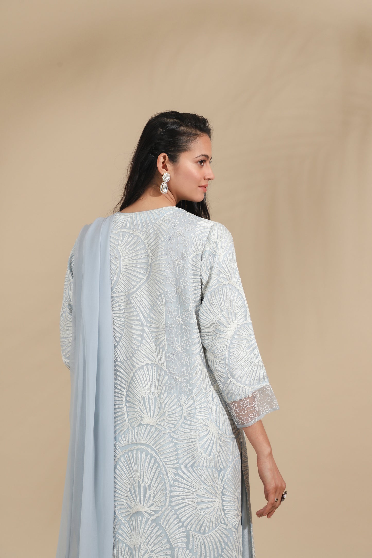 The Azure Shell Hand-Embroidered Silk Set