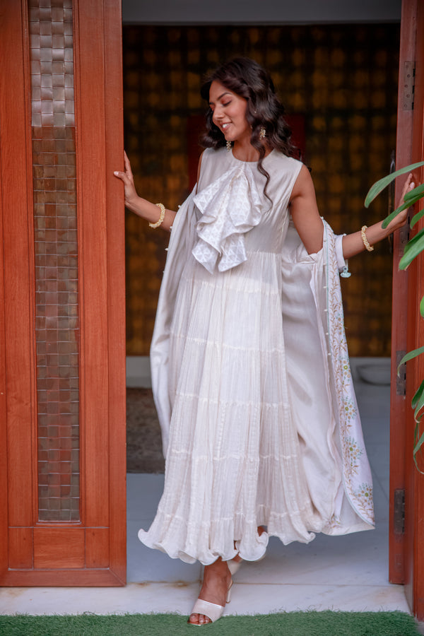 Ivory Elegance Layered Anarkali
