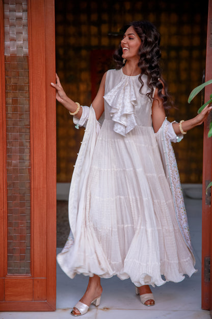 Ivory Elegance Layered Anarkali