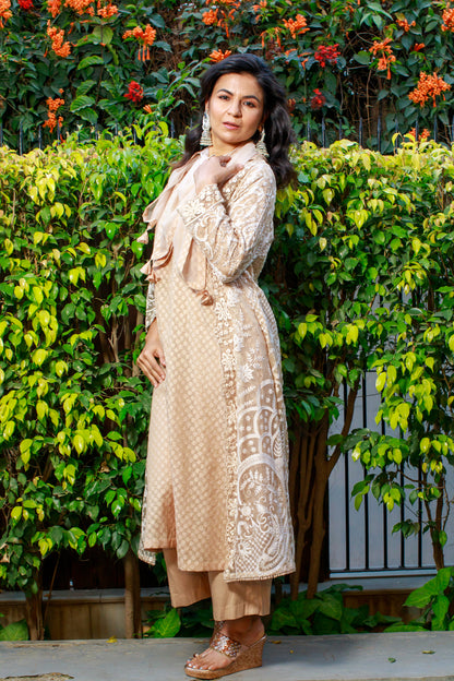 Noor Beige Embroidered Kurta Set