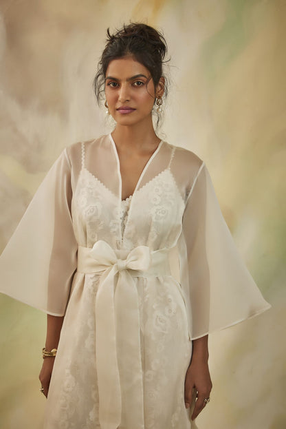 Blossom Embroidered Tie Dress