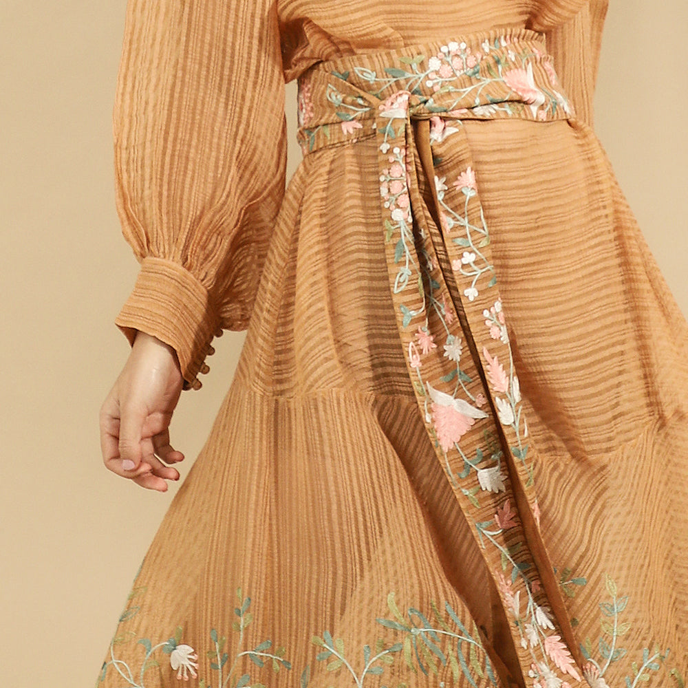 The Caramel Harvest Embroidered Cinched Set