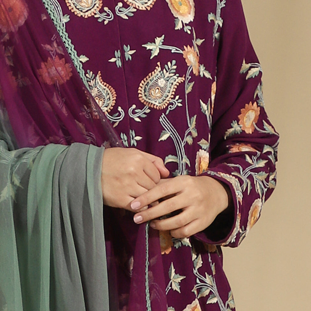 Imperial Plum Embroidered Kurta