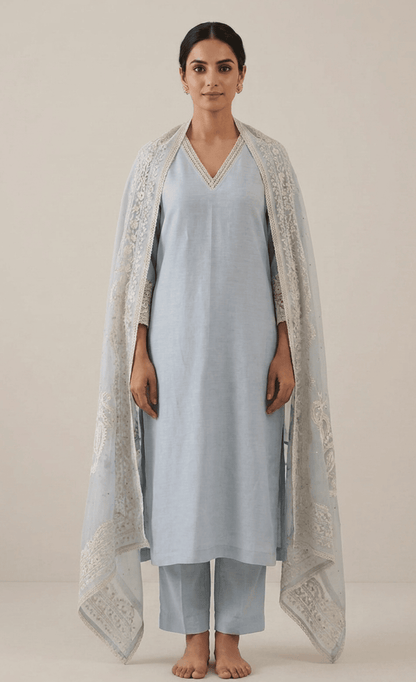 Handcrafted Chanderi Kurta Set with Dupatta