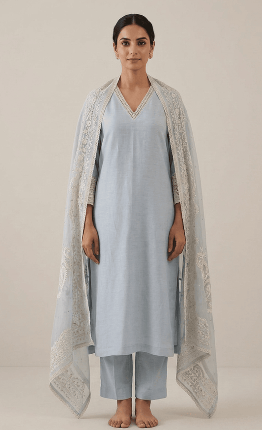 Handcrafted Chanderi Kurta Set with Dupatta
