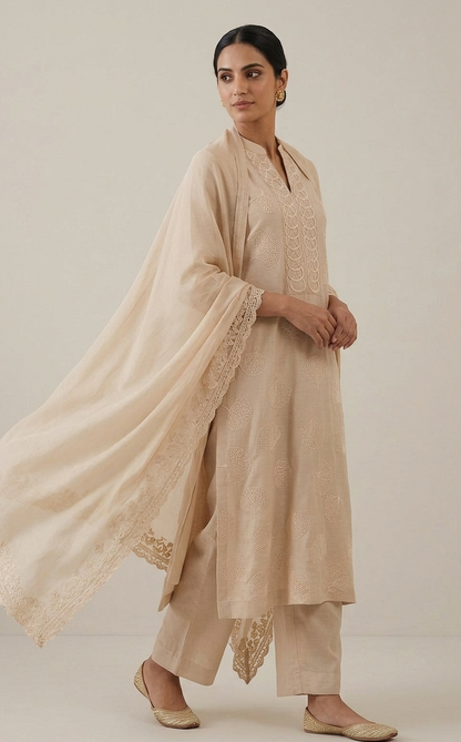 Ivory Embroidered Kurta Set