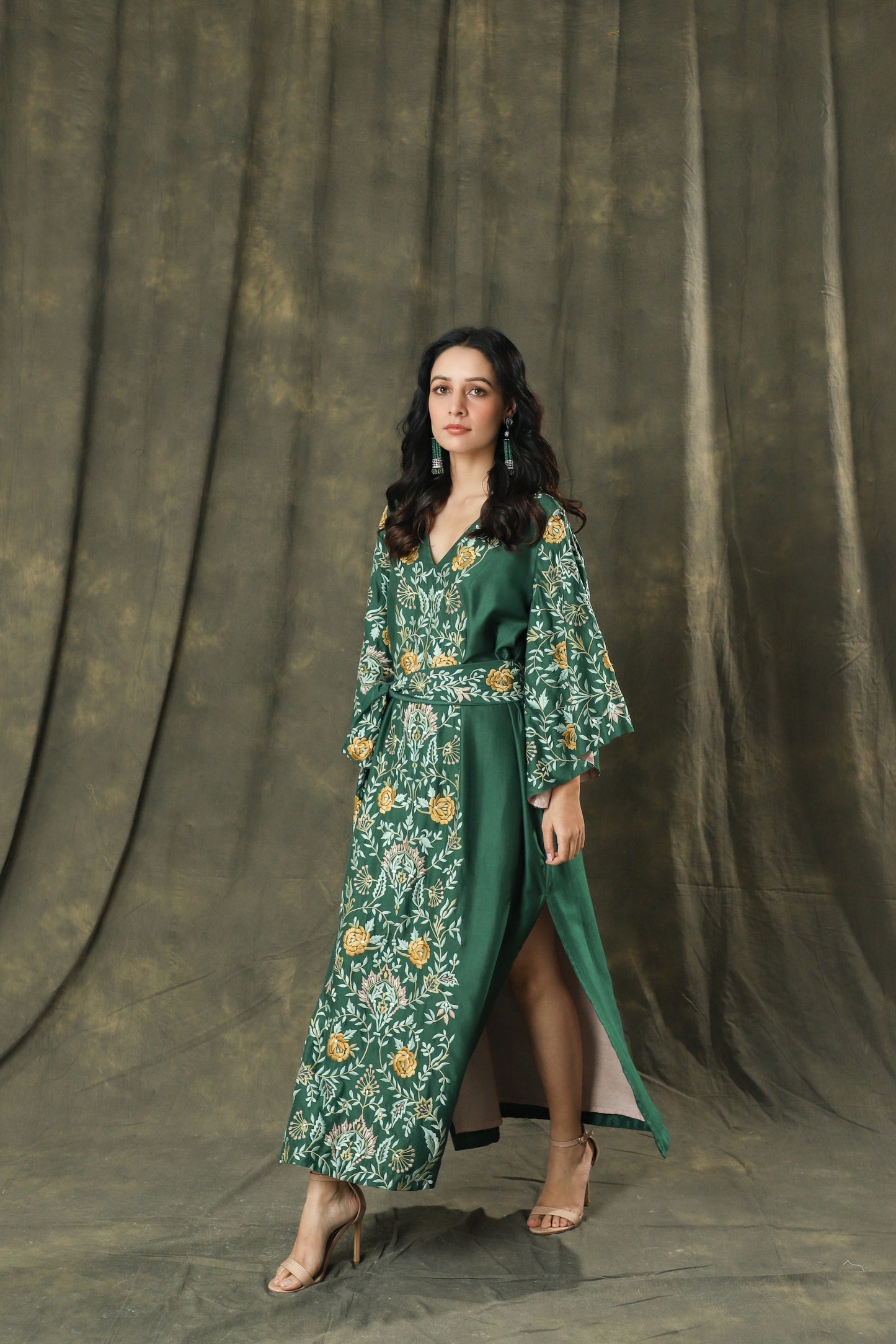The Emerald Muse Artisanal Kaftan Set