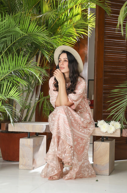 The Blush Meadow Embroidered Maxi Dress