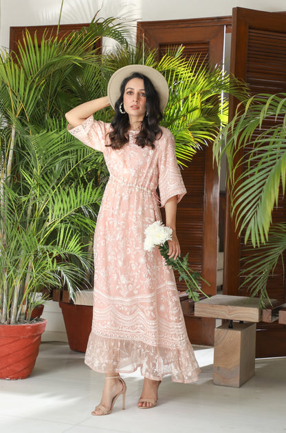 The Blush Meadow Embroidered Maxi Dress