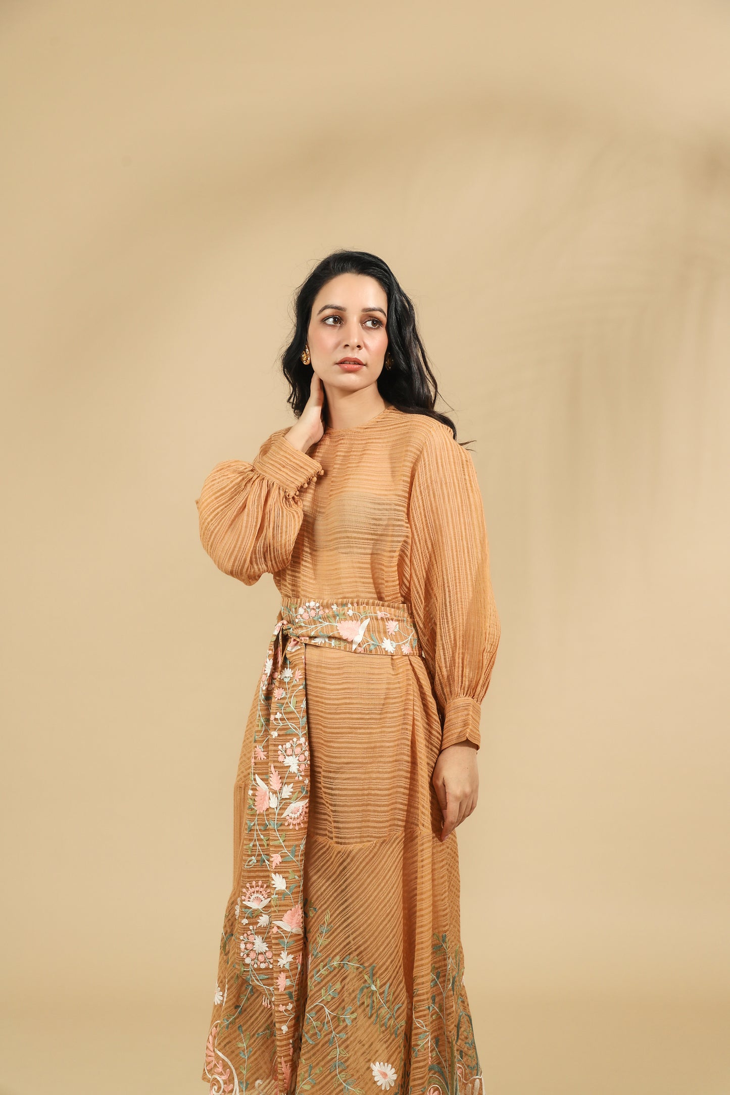 The Caramel Harvest Embroidered Cinched Set
