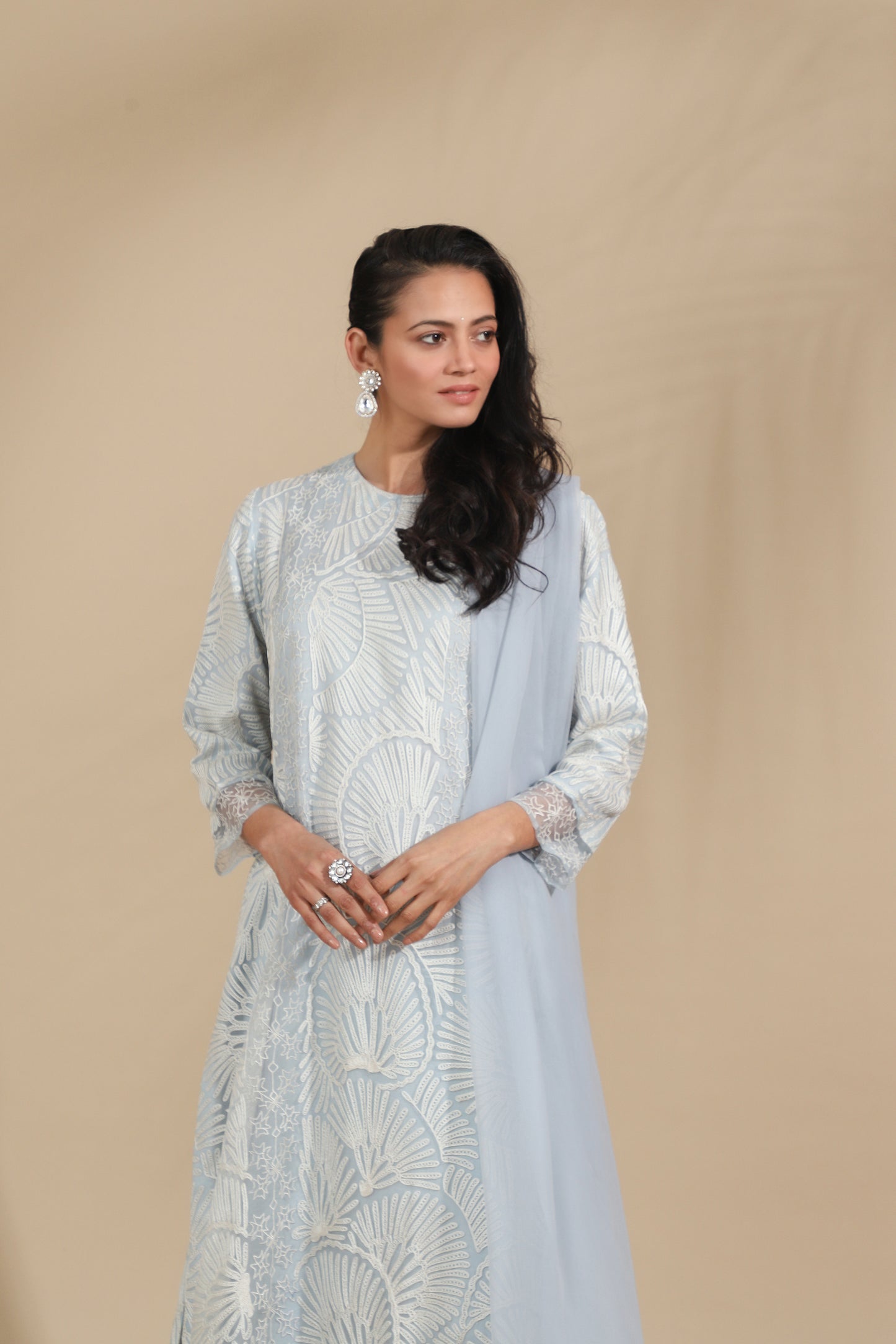 The Azure Shell Hand-Embroidered Silk Set