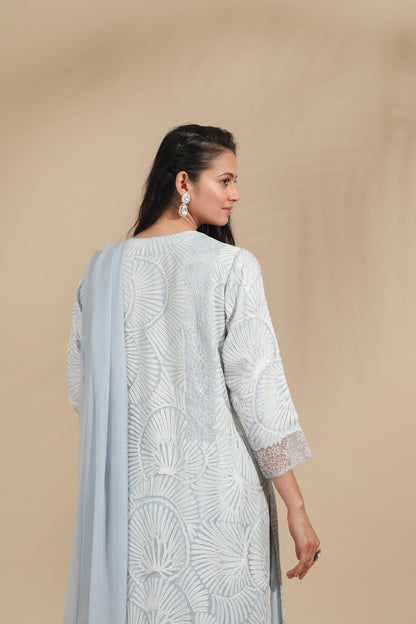 The Azure Shell Hand-Embroidered Silk Set