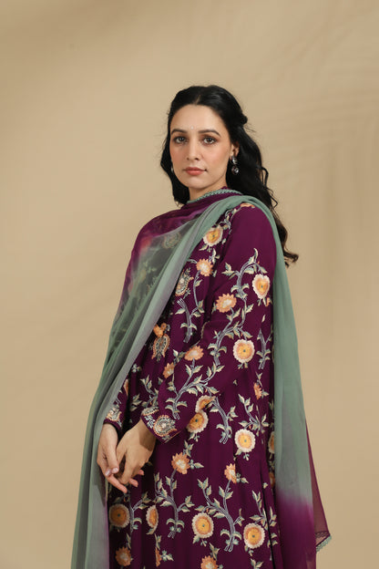 Imperial Plum Embroidered Kurta