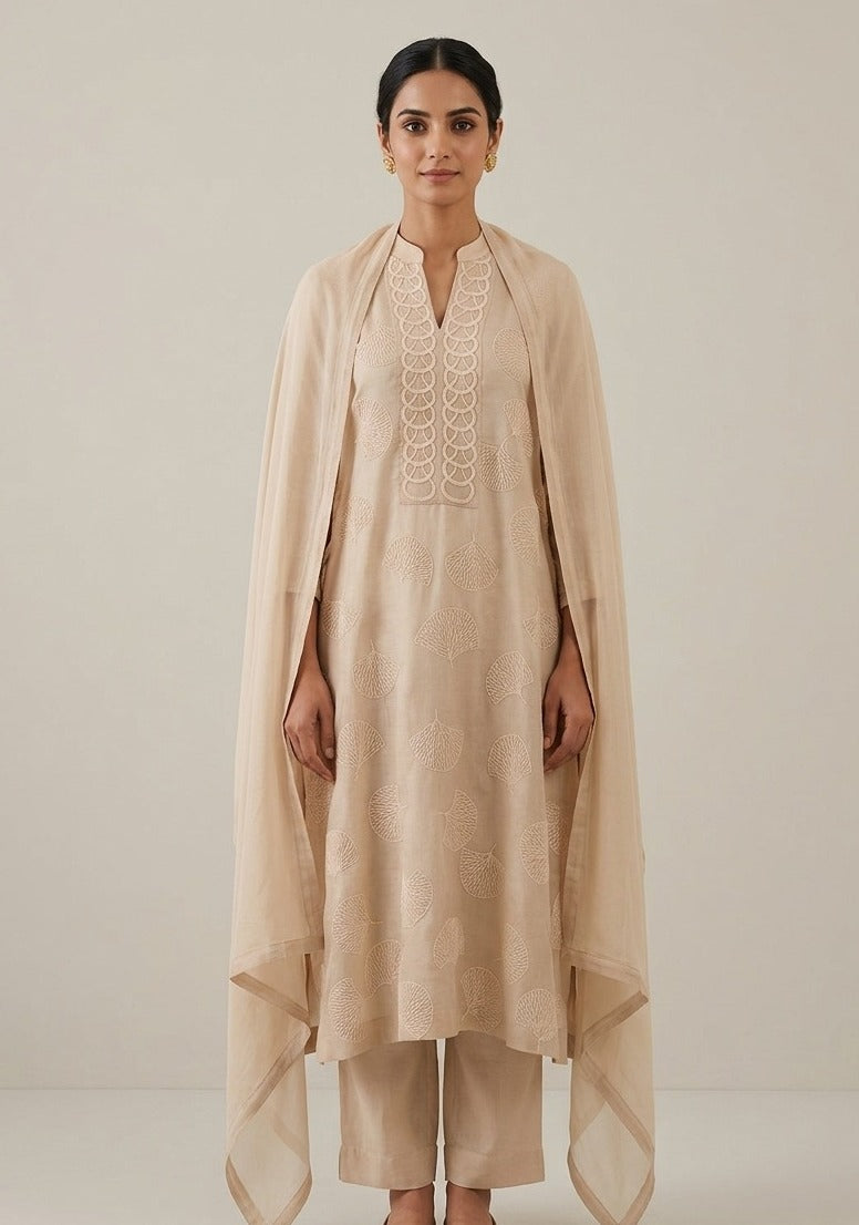 Ivory Embroidered Kurta Set